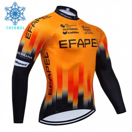 Wielershirt 2024 Efapel Lange Mouw Winter Thermal Fleece Oranje